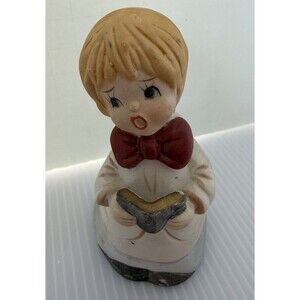 VTG Christmas Caroler 1978 Jasco Merri Bell Bisque Porcelain Choir Boy Figurine
